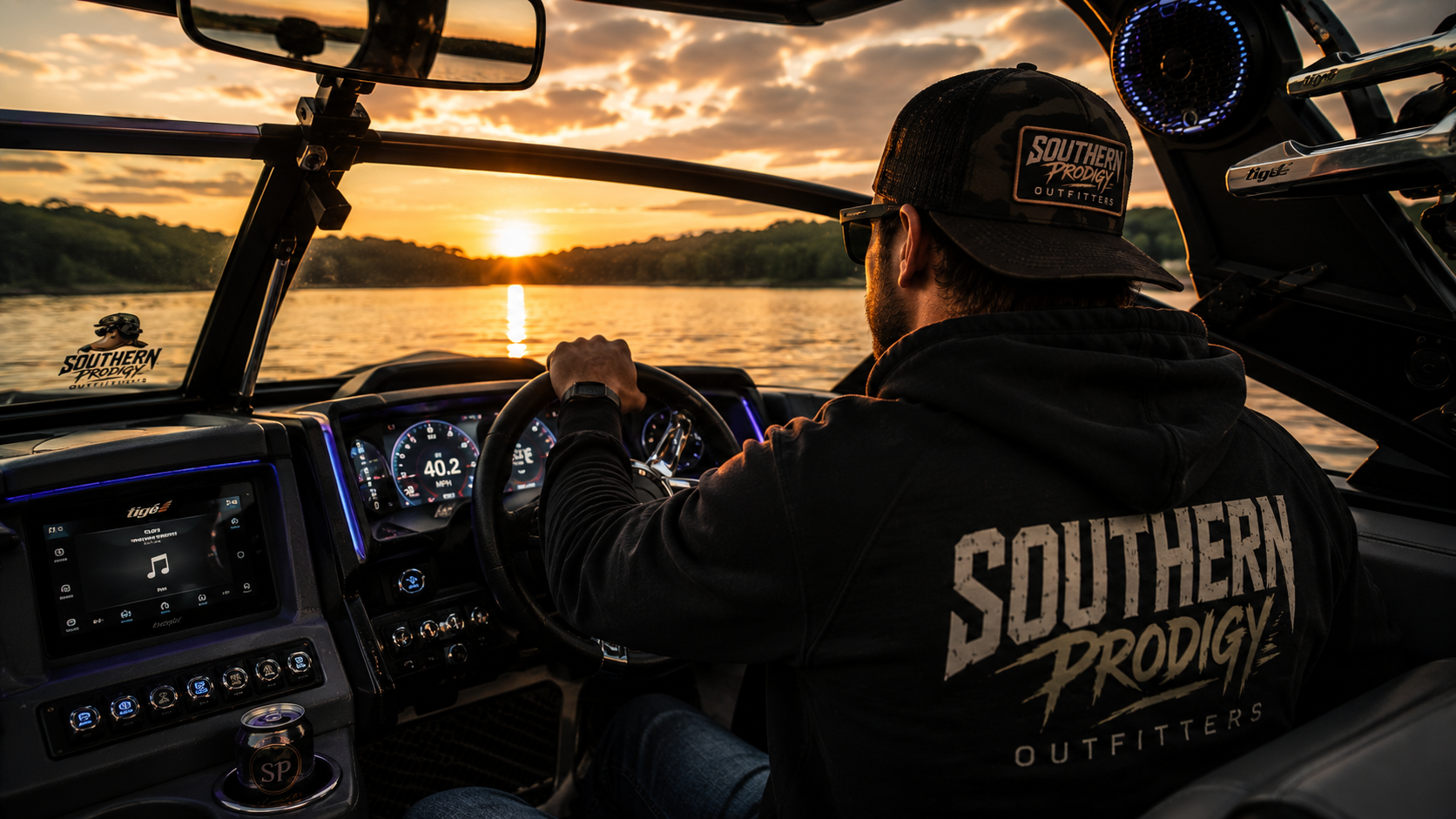 Southern Prodigy lifestyle photo inside the boat at sunset